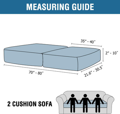 H.VERSAILTEX Velvet Stretch Couch Cushion Cover Plush Cushion Slipcover for Chair Loveseat Sofa Cushion Furniture Protector Seat Cushion Sofa Cover (2 Piece Large Sofa Cushion Covers, Grey)