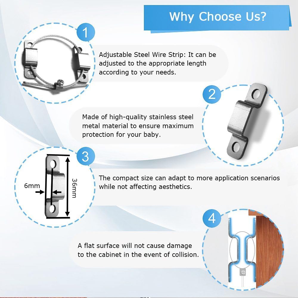 Furniture Anchors, TUPSKY Falling Furniture Prevention Device Cabinet Anti Tip Kit for Children (5 Pair)