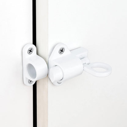 3 Packs Self-Closing Latches，White Spring Door Lock，Resilient Bolt Latch Aluminum Alloy Safety Automatic Spring Barrel Slide Door Lock with Screws,Used for Gate,Window and Cabinet etc