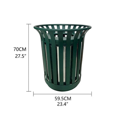 Outdoor Metal Slatted Trash Receptacle,Waste Receptacle，Commercial Trash Cans,Zone Round Garbage Bin,Square Hotel Street Patio Indoor Metal Stan (Large - Green)