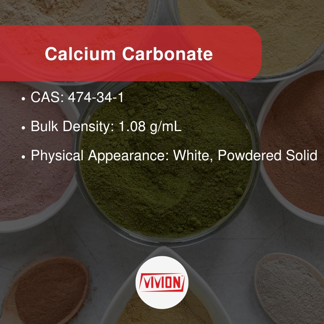 Calcium Carbonate Powder - Bulk 1 kg (2.2 lb) - 100% Pure Food Grade Limestone Supplement Ingredient - Wine Deacidification & Anticaking Antacid Excipient - Chalk Paint Filler Whiting Window Treatment