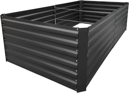 8x3x2FT Metal Raised Garden Bed Kit, Galvanized Outdoor Garden Bed Planter Box for Vegetables, Flowers, Herbs, Succulents and More, Black