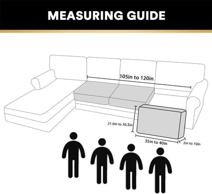 PrinceDeco Sectional Couch Cushion Covers 3 Pieces Velvet Separate Couch Cover Extra Large Stretch Sofa Slipcover Washable Furniture Protector for Sectional Sofa(Each Width Up to 40", Ivory)