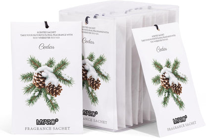 MYARO 12 Packs Cedarwood Scented Sachets for Drawer and Closet, Long-Lasting Closet Sachet Bags Drawer deodorizers Fresh Scents, Home Fragrance for Lover