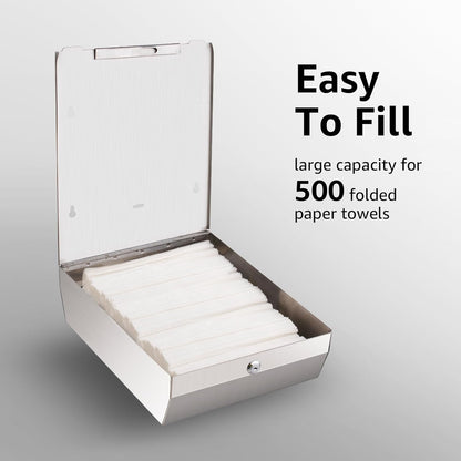 Paper Towel Dispenser Wall Mount - Multifold Trifold Paper Towel Dispensers, Large Capacity Stainless Steel Tissue Holder, Suitable for Bathrooms and Public Places