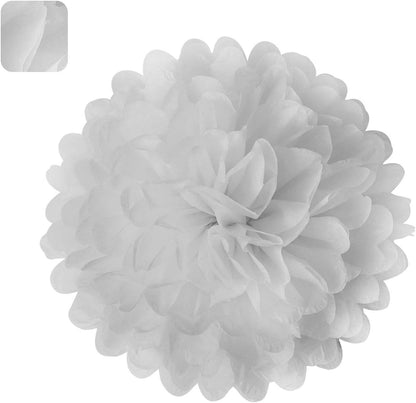 MISU 10" White Tissue Pom Poms DIY Tissue Paper Flowers for Birthday Wedding Baby Shower Tea Party Dessert Table Decoration, Pack of 18