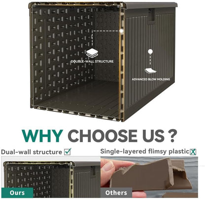 YITAHOME 90 Gallon Large Deck Box, Double-Wall Resin Outdoor Storage Boxes, Deck Storage for Patio Furniture, Cushions, Pool Float, Garden Tools, Lockable & Waterproof (Light Brown)