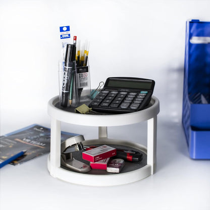 Lazy Susan Organizer, 2 Tier Non Skid Spice Rack Turntable,360 Degree Rotating Seasoning Organizer, 10-Inch Spinning Organizer for Pantry Cabinet, Kitchen, Countertop, Vanity Display Stand