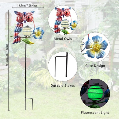 Set of 3 Owl Decorative Garden Stakes,Glow in The Dark Metal Yard Art,Waterproof Stakes Decorative for Outside,Metal Garden Decor for Mom,Women,Yard Lover