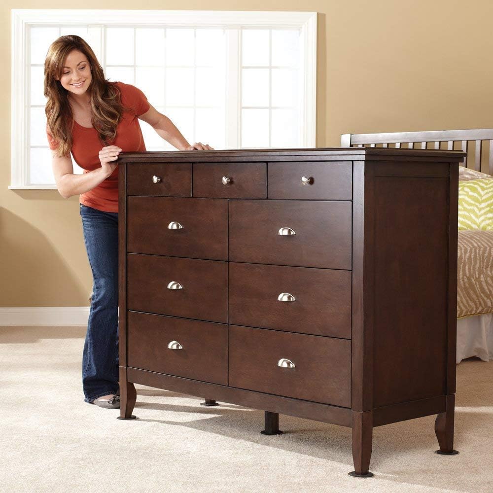 Ezprotekt 8 Pack Reusable Large Furniture Movers Sliders for Carpet, 5" Square Furniture Moving Pads, Carpet Sliders for Heavy Sofa Bed Couch Fridge, Furniture Glides Easily and Quickly (Beige)