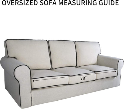 PureFit Reversible Quilted Sofa Cover, Water Resistant Slipcover Furniture Protector, Washable Couch Cover with Non Slip and Elastic Straps for Kids, Pets (Oversized Sofa, Beige/Beige)