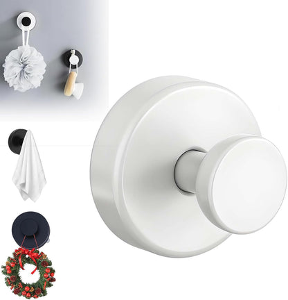 Suction Cup Hooks for Wreaths, 2025 New No Drill Suction Cup Hooks on Glass, Wreath Hanger for Front Door, Rustproof Hook Holder Towel Hook for Window Bathroom Mirrors Tile (1, White)