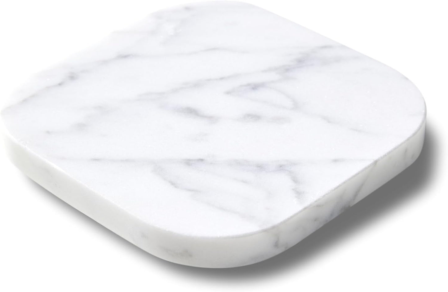 𝐋𝐮𝐱𝐮𝐫𝐲 𝐈𝐭𝐚𝐥𝐢𝐚𝐧 100% Marble Tile Coasters – Set of 4 – Square Modern Bar Coasters for Drinks, Coffee –Stone Holder for Home Décor, Housewarming Gifts (Carrara White)