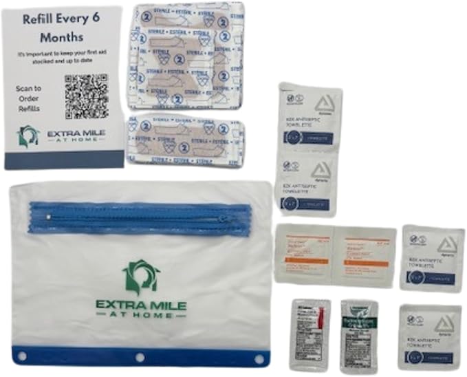First Aid Refill Kit – 20 Essential Pieces | FSA & HSA Eligible | Travel Pouch with Burn Cream, Bandages, Wipes & Hydrocortisone