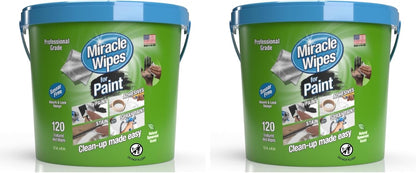 MiracleWipes for Paint Prep & Cleanup, Remove Tough Grime Build-Up, Wet Paint, Caulking, Epoxy, Colorant, and more from Hands, Surfaces, & Tools - 120 Count (Pack of 2)