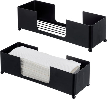 MyGift Modern Matte Black Metal Tabletop Paper Hand Towel Holder, Commercial Countertop Tissue Dispenser Tray