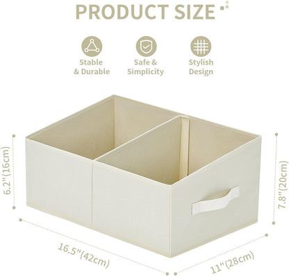 DIMJ Closet Storage Bins, 8 Pack Storage Baskets for Shelves, Foldable Shelf Organizer with Handle, Linen Closet Organizers and Storage for Clothes, Toys, Towel, Books (Beige)