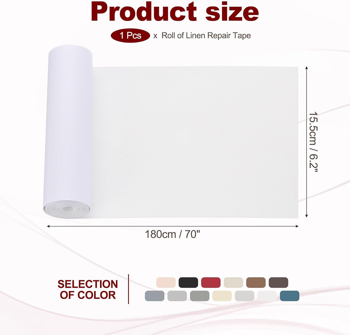 PATIKIL 70x6.2 Inch Linen Repair Tape, Repair Fabric Patch Self Adhesive Couch Patch Line Repair Patch for Furniture Sofa Car Seats Office Chairs, White