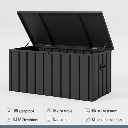 PURPLE LEAF Outdoor Deck Box 150 Gallon Waterproof Lockable Storage Box Container with Lid Deck Organization for Patio Cushions Side Table Pool Accessories Garden Tools, Gray