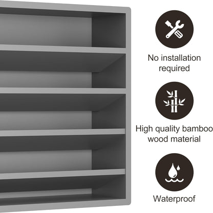 Orimade 4 Tier Spice Rack Organizer for Cabinet, Freestanding Bamboo Seasoning Rack for Countertop, Cupboard, Pantry, Kitchen, 13.18 x 4.13 x 12.2 inches(Spice Jars Not Included), Grey
