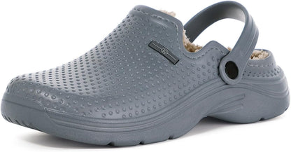 Womens Mens Fur Lined Clogs Waterproof Garden Shoes Winter Warm Fleece Lining Fuzzy House Home Slippers Indoor Outdoor Mules