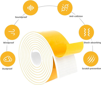 High Density Foam Weather Stripping Door Seal Strip, Insulation Tape Roll for Insulating Door Frame, Window, Air Conditioner, Strong Self Adhesive Sealing Weatherstrip (3 in x 1/4 in x 10 Ft)