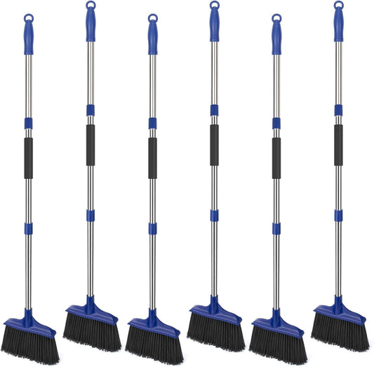 Kefanta 6 Pack Heavy Duty Broom Indoor/Outdoor Commercial Brooms Angle Broom 53 inches for Courtyard Garage Restaurant Lobby Patio Shop Home Kitchen Office Floor