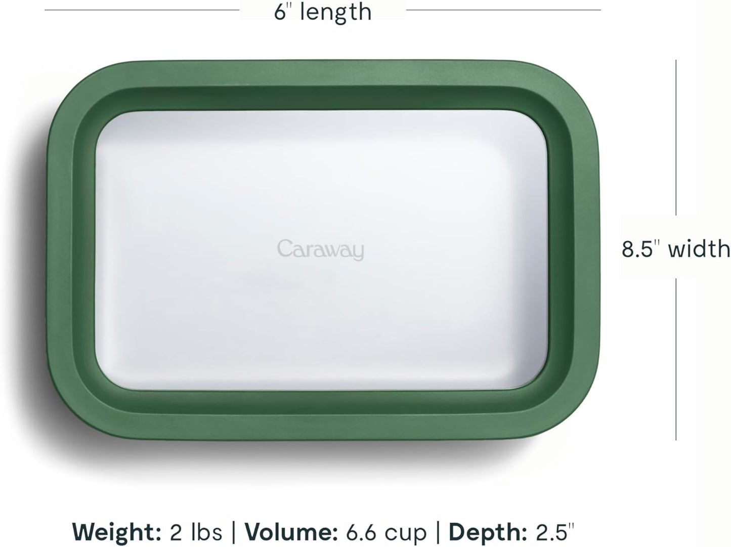 Caraway 6pc Glass Food Storage Set – 6.6 Cup Food Containers (6) - Ceramic Coated - Non Toxic, Non Stick with Lids - Microwave Safe - Sage