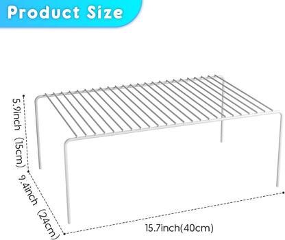 Large(15.7 x 9.4 inch)White Cabinet Storage Shelf Rack Set of 6, Rustproof Metal Wire Kitchen Counter Organizers and Storage, Spice Organization for Cabinet, Plate, Dish, Pantry, Bathroom, Fridge