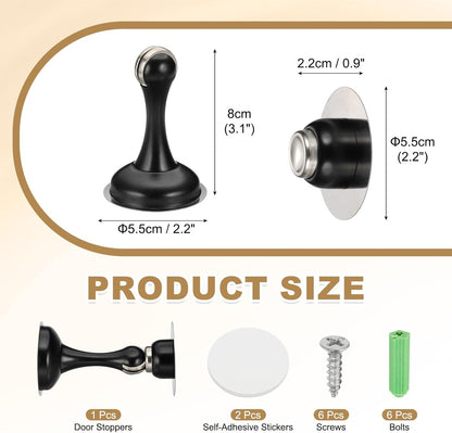 MECCANIXITY Magnetic Door Stoppers Stainless Steel Door Stops, Wall Floor Mounted Doors Holder Keep Doors Open for Home Office Closet (Black)