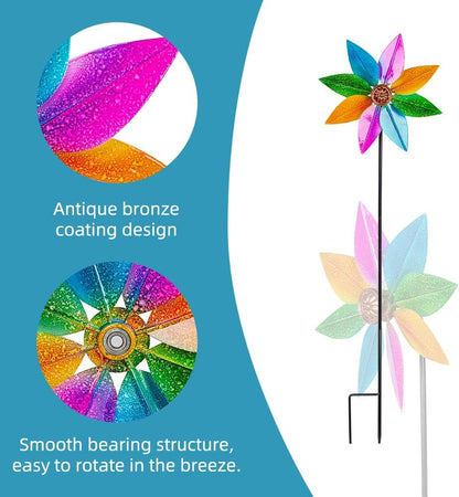 DREAMYSOUL Colorful Wind Spinner 38Inches, Metal Garden Pinwheels for Yard and Garden, Decorative Wind Spinners for Outdoor Patio Yard Lawn