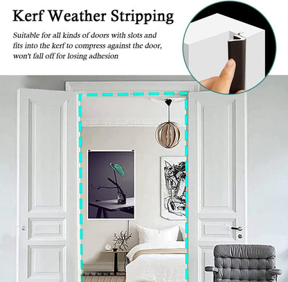Kerf Weather Stripping Door Seal Strip 26 Ft Q Foam Door Weatherstrip Seal with Slot Card Slot Installation, Easy Cut to Size (Brown)