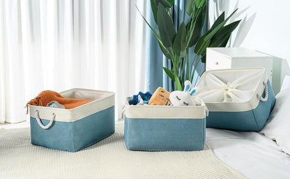 TheWarmHome Storage Baskets for Organizing - Extra Large 3 Pack 17x14x10 inch Storage Bins for Shelves Closet Nursery Bathroom Bedroom Baby Clothes Dog Toy Home Organization (White & Green)