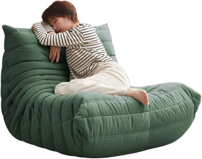 Modern Living Room Chair, Big Bean Bag Adult Floor Sofa, Togo Recliner Memory Foam Lazy Couch Suitable Balcony for Fireside Chair (Green)