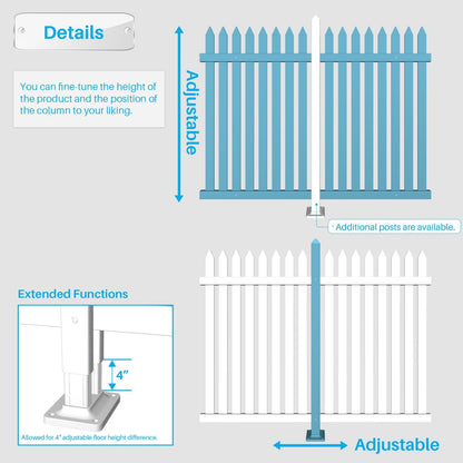 Patio 6 Sets Vinyl Picket Fence Panels 36" H x 84" W White PVC Decorative Fence for Front Yard Porch Patio Deck Pool Air Conditioner Fence Safety Dog Fence (34 Pickets, Straight)