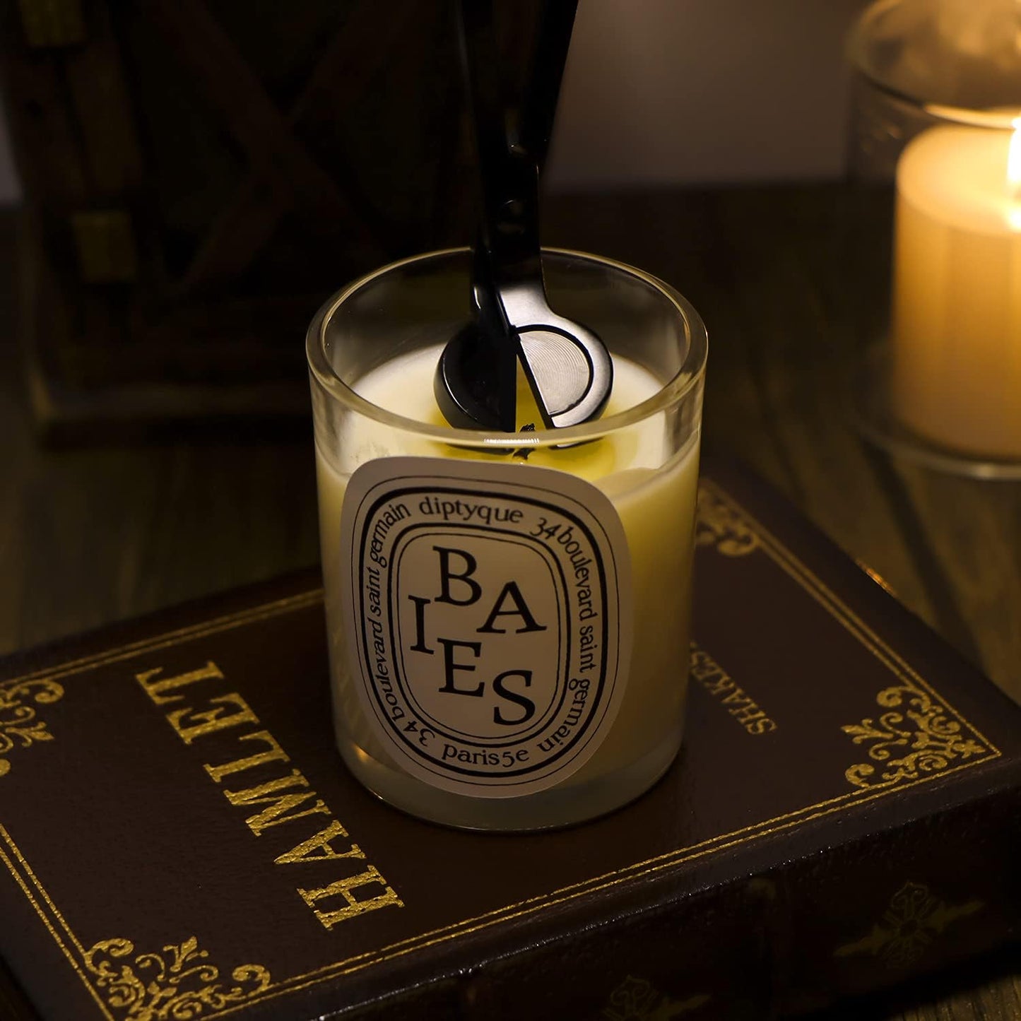 Lsnisni Candle Wick Cutter and Trimmer Set, Electric Lighter, Wick Dipper - Black, 4-Piece, Mom Birthday Gift