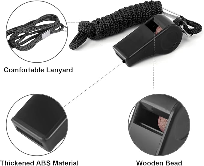 8-Pack Colorful Plastic Whistles with Lanyards - 120dB Loud Sports Whistles for Coaches, Teachers, Emergency Kits & Events