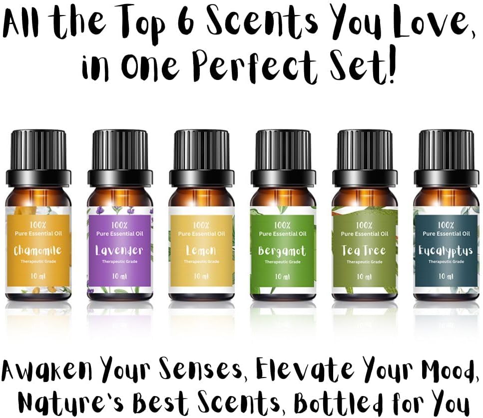 Essential Oils for Laundry | 100% Pure Therapeutic Grade Aromatherapy Essential Oil Set - Top 6 | Dryer Balls, Diffusers, Soaps, Candles | Lavender, Tea Tree, Eucalyptus, Bergamot, Lemon, Chamomile