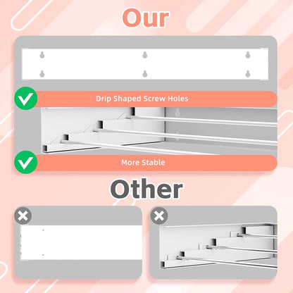 Wall Mounted Drying Rack for Laundry 19.8'', Folding Drying Rack Clothing Wall Mount with 3 Rods, Space Saving for Indoor Outdoor Bathroom Balcony (White, 19.8'')