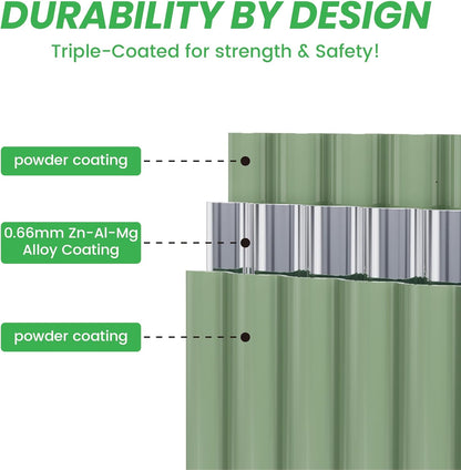Raised Garden Bed Kit 8×2×1.4 FT Magnesium-Aluminum-Zinc Stainless Steel Metal Planter Box for Planting Outdoor Plants Vegetables（Light Green）