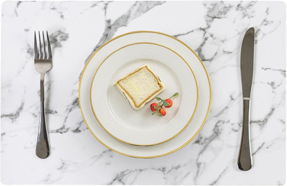 Romanstile Vinyl Placemats Set of 12-12 X 18 Inch - Heat Resistant Place Mats 100% Waterproof Oilproof Wipeable Reversible Faux Leather Table Mats for Kitchen/Dining/Party/Outdoor, Marble