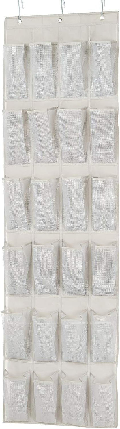 Amazon Basics 24 Medium Pocket Over-the-Door Hanging Shoe Organizer, Light Grey
