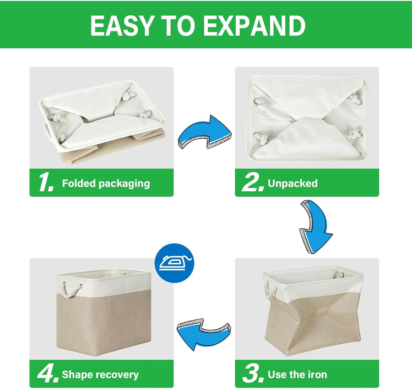 Bidtakay Extra Large Storage Baskets for Organizing 17x12x15.1 inch 3-Pack Fabric Closet Organizers Storage Bins with Handles Foldable Storage Baskets for Shelves Clothes XL-White&Beige