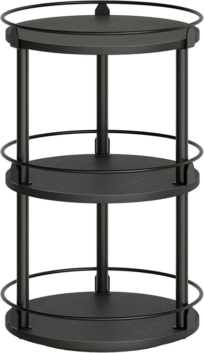 3-Tier Lazy Susan Organizer, Rotating Spice Rack, Spinning Organizer, Industrial Turntable Spice Rack Organizer for Cabinet, Kitchen Countertop, Pantry, Black SR23BK