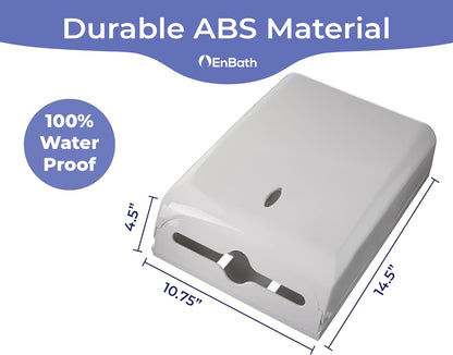 Commercial Paper Towel Dispenser Wall Mount, Holds 500 Multifold, Trifold, Z Fold, C Fold Hand Towels for Bathroom/Restroom, Office, Shop, or Home (White)