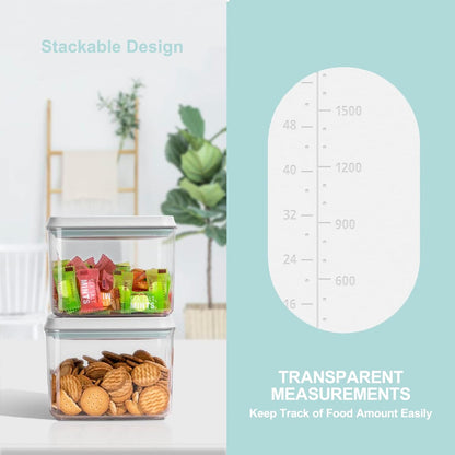 Pop Containers with Lids - Stackable Airtight Food Storage, Kitchen Pantry Storage Containers for Snacks Candy Salt Herbs Spices BPA-Free (500ML+1200ML+1800ML)