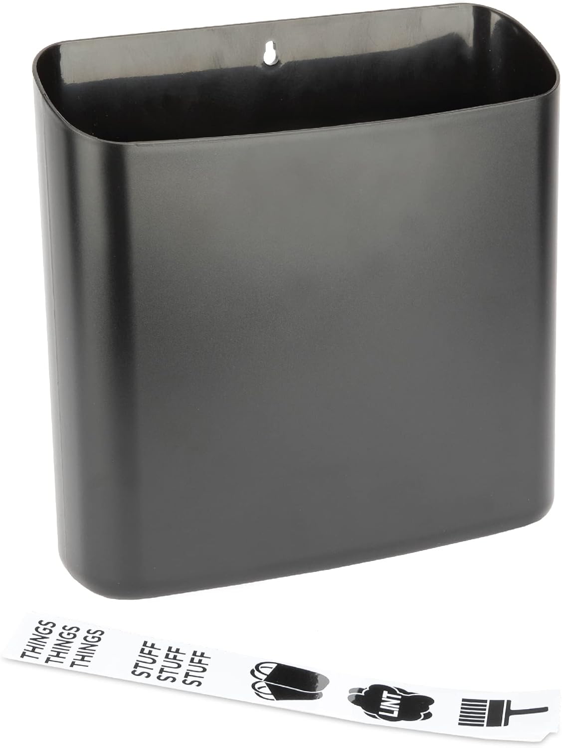 JS Jackson Supplies Black Lint Bin with Magnetic Back, Large Space Saving Trash Bin and Organizer for Laundry Room and Kitchen, Wall Mountable
