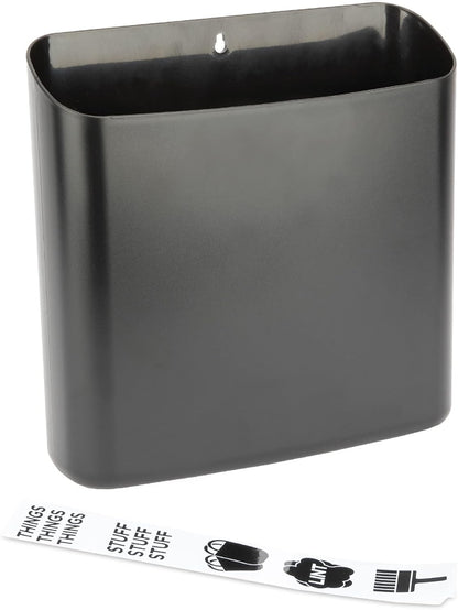JS Jackson Supplies Black Lint Bin with Magnetic Back, Large Space Saving Trash Bin and Organizer for Laundry Room and Kitchen, Wall Mountable