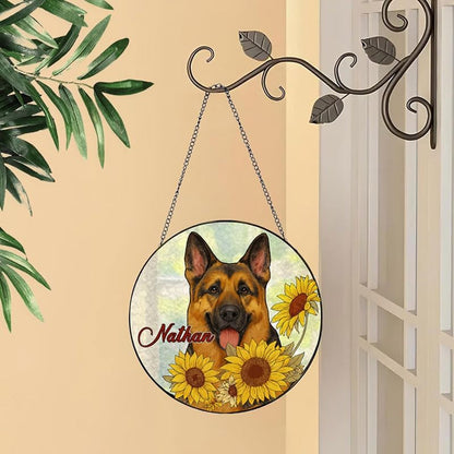 Personalized Glass Window Hanging with Pet Portrait, Custom Dog Glass Decoration for Home, Unique Memorial Gift Keepsake for Pet Owners