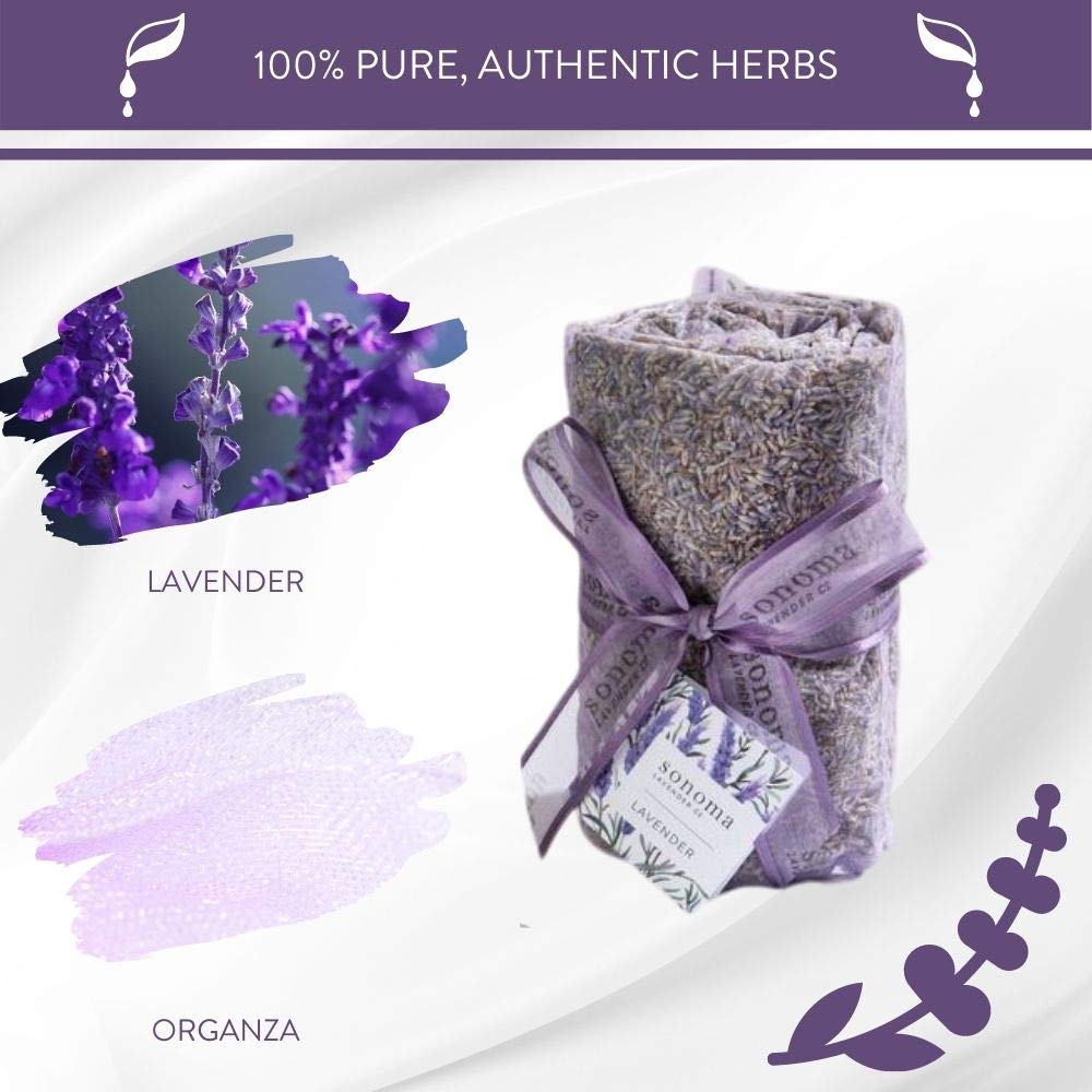 Sonoma Lavender Dried Lavender Sachets by The Yard for Drawers and Closets, Natural Air Freshener for Home, Car, Bag, Room, and Closet